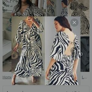 H&M Zebra Print V-Neck Open Back Dress XXL / US 20-22·New with tags·H&M